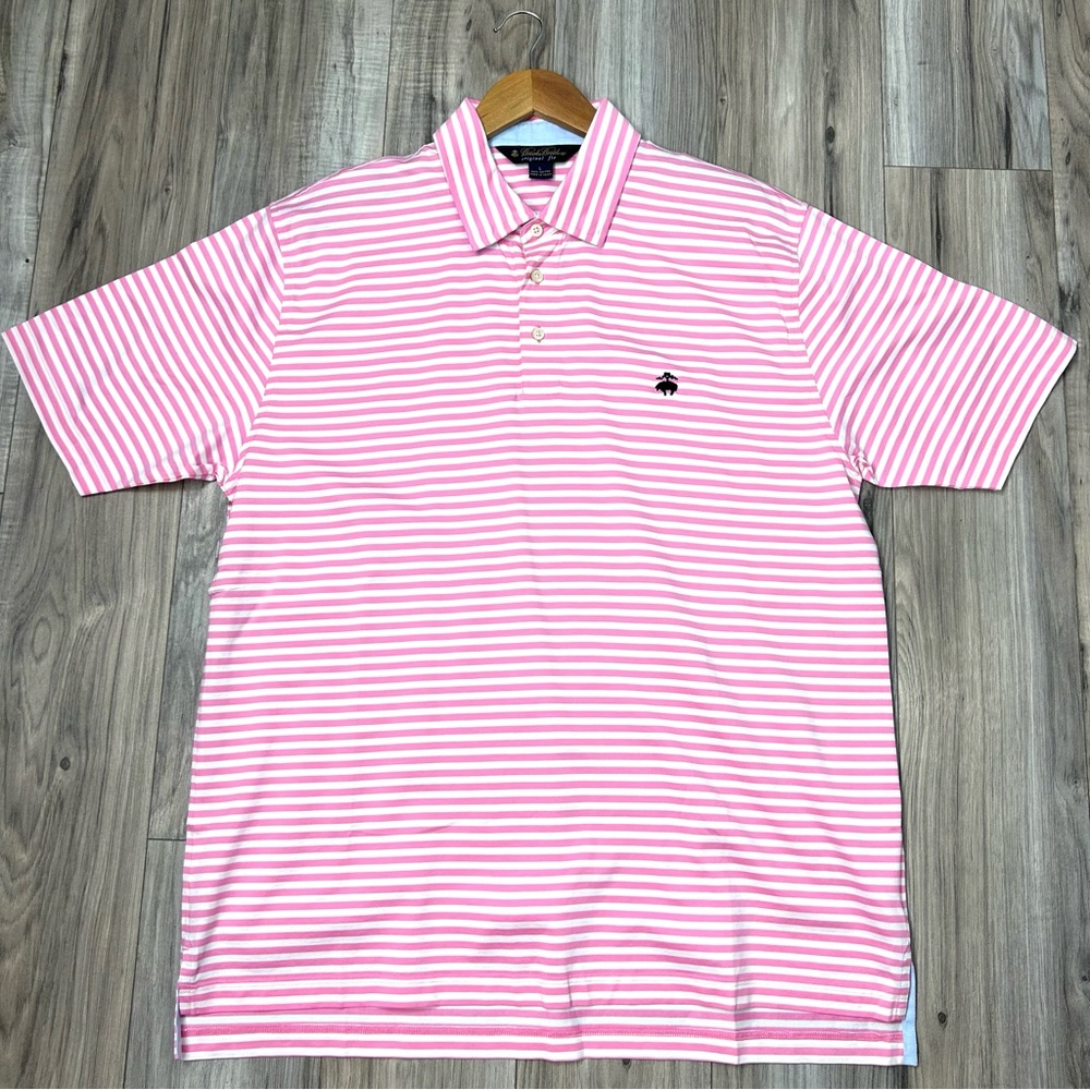 Brooks brothers men’s striped original fit polo size L short sleeve cotton blend